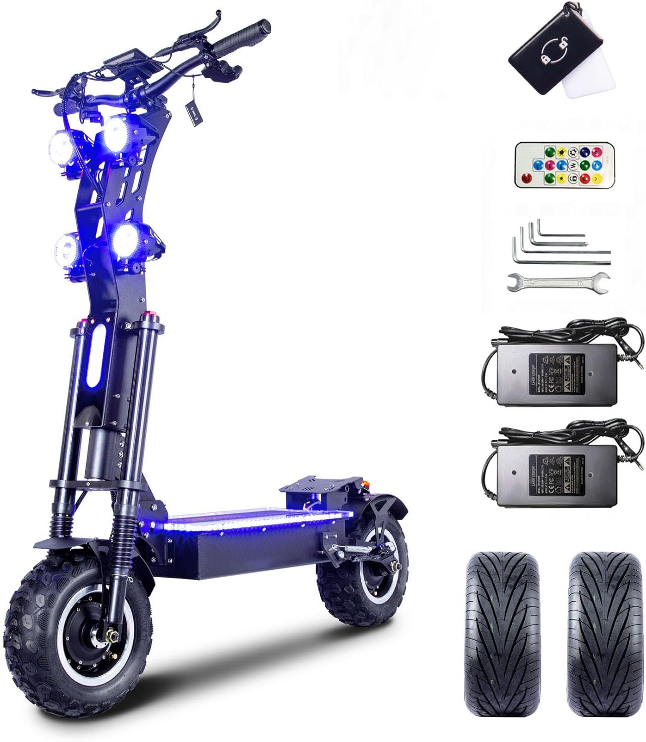 HWWH P4 E Scooter Electric Scooter Fast Adult 13 Inch 3-Speed Gear Double Motor NFC Start 72 V/50 Ah Lithium Battery Max Range 140 km – Bild 3