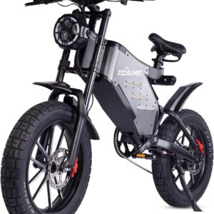 RZOGUWEX Electric Bicycle, 20 Inch Off-Road Ebike for Adults with Removable 48V 25Ah Lithium Ion Battery, Double Hydraulic Disc Brake with Forged Mags Wheel