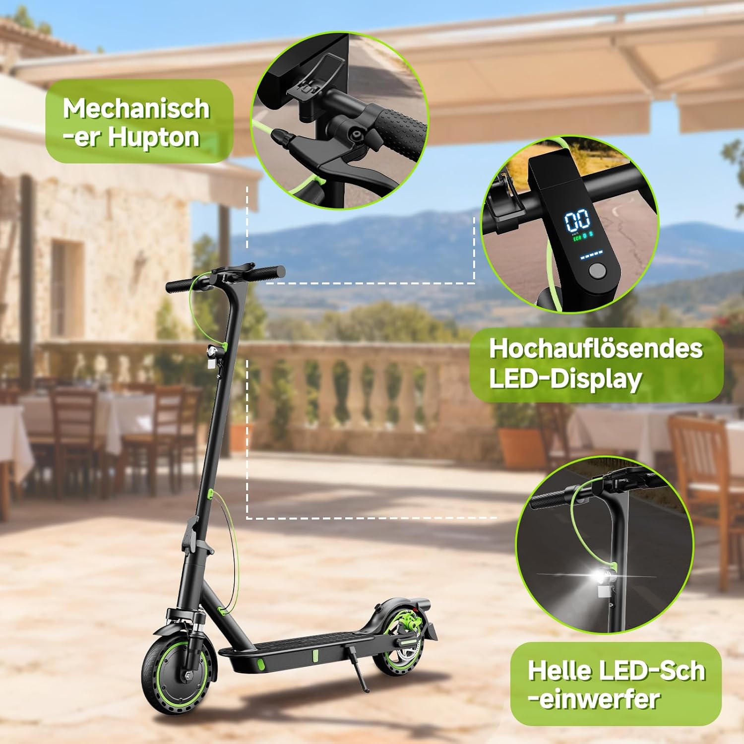 E Scooter S6ABE with Road Legal and Front Wheel Suspension 350 W Motor, 20 km/h, 35 km Range, Electric Scooter – Bild 5