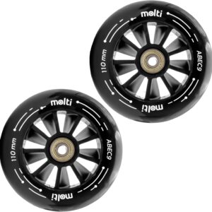 molti 2 Replacement Wheels Replacement Wheels 100/110 mm with ABEC-9 Chrome Set of 2 Wheels Skater Wheels Tyres Kick Scooter Stunt & City Scooter Scooter 1 Pair Wheels (Black, 110 mm)