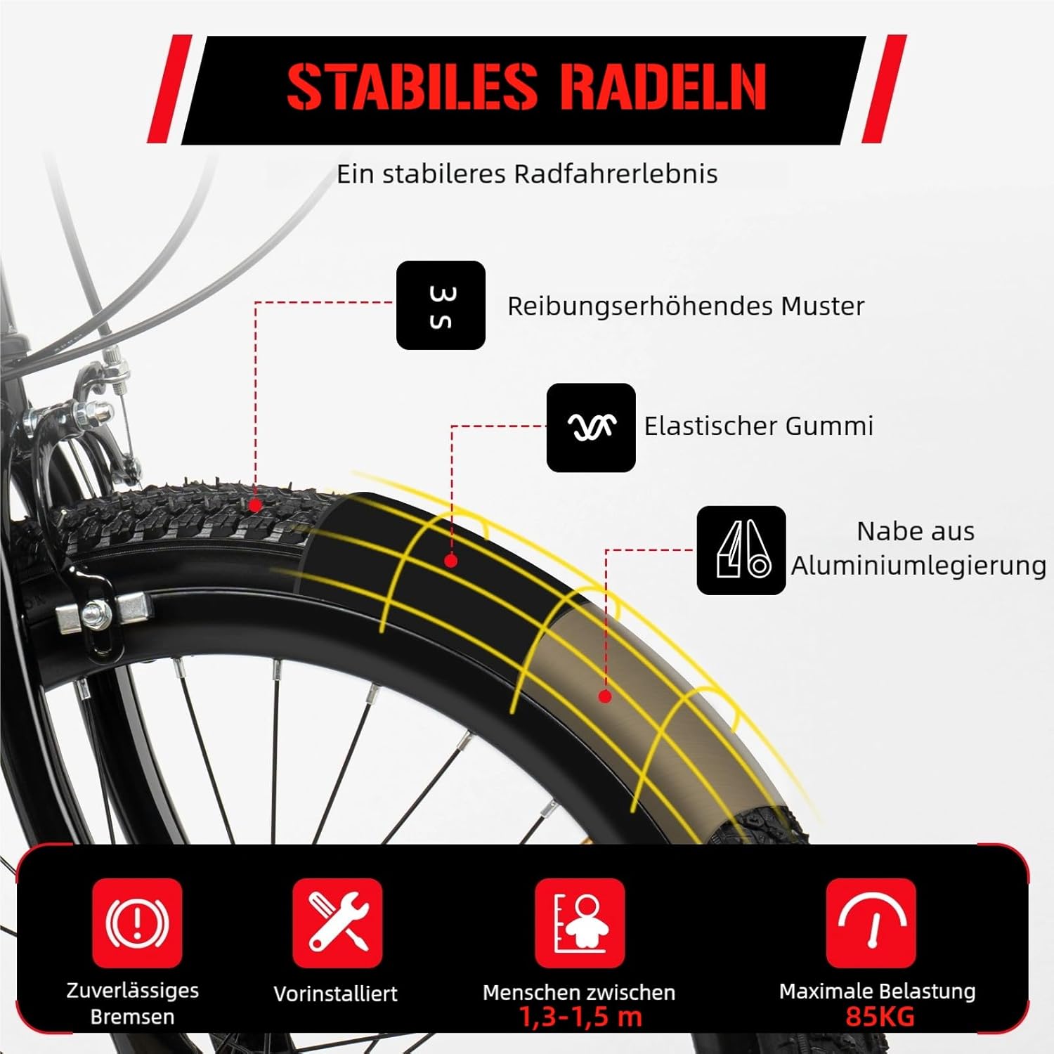 Mountain Bike 20 Inch Children's Bicycle for Boys and Girls, 7-Speed Mountain Bike with Mudguard, Water Bottle, Compass Bell, Load Capacity 85 kg, From 8-13 Years – Bild 4