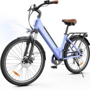 Finbike E Bike for Adults 250 W, 26 Inch City Bike, Electric Bicycle with 55 Miles PAS Range, 25 km/h Electric Bike for Men and Women, 7 Speed Gears, Shock Absorption