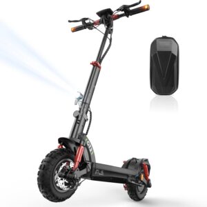 E Scooter with Road Legal, 80 km Range & 11 Inch Off-Road Tyres, Folding Electric Scooter with Dual Suspension, Indicator & App, Powerful Electric Scooter for City & Terrain