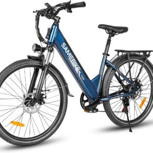 SAMEBIKE 26 Inch E-Bike Men Women with 250 W Motor, 36 V 540 Wh Battery, Electric Bicycles with 7-Speed Gear, LCD Display, Pedelec City Bike, Green