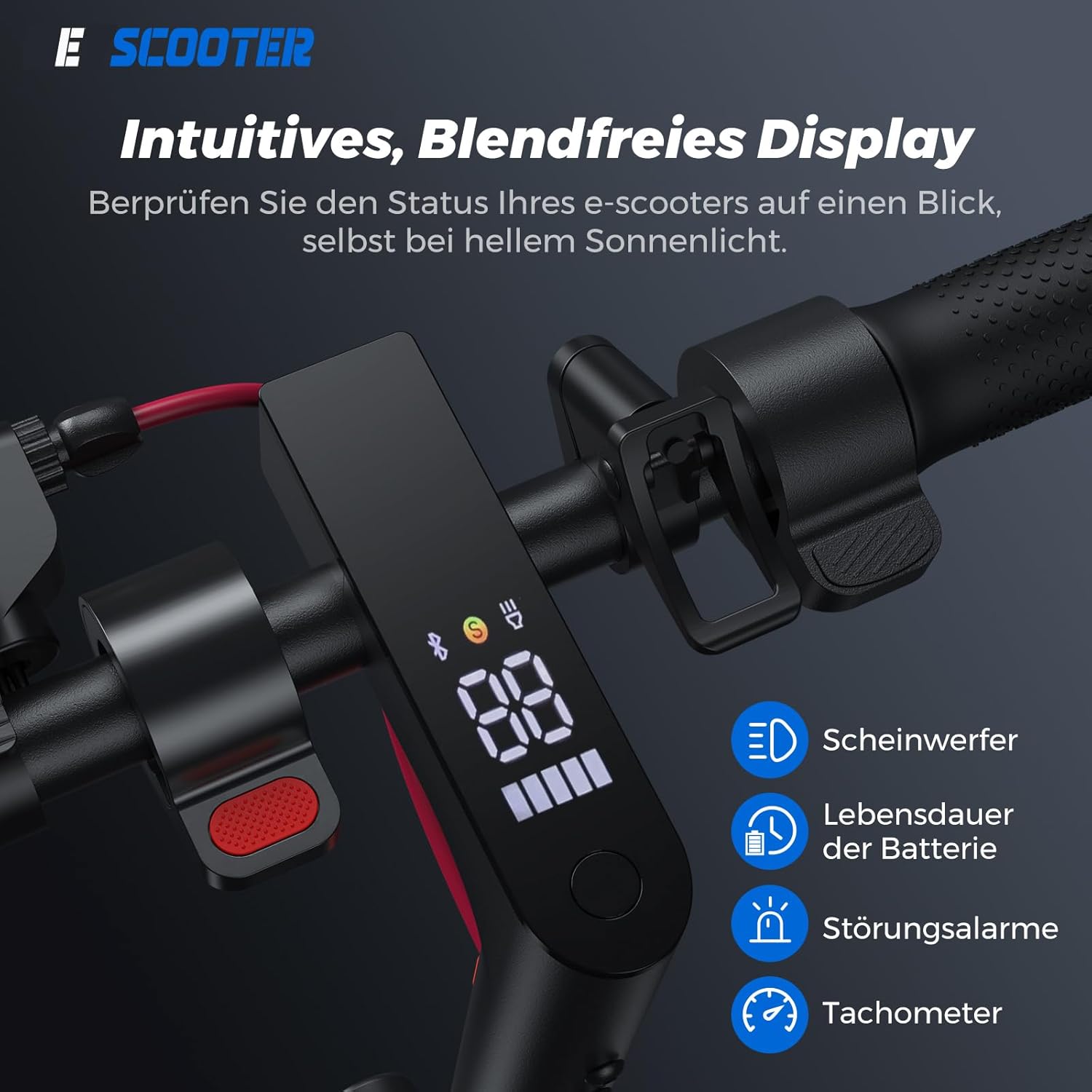 E Scooter mit Straßenzulassung mit Max 70/30KM Reichweite,10/8.5 Zoll Elektroroller mit Komfortable Stoßdämpfer,Faltbarer E Roller Belastung Doppelbremse LED-Licht,APP-Verbindung – Bild 8