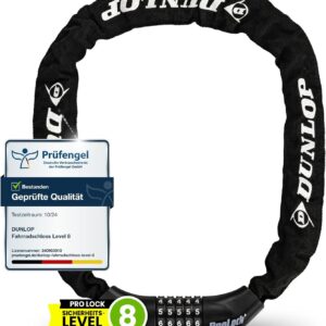 Dunlop Bicycle Lock Combination Lock Bicycle Lock – High Security Level 8-100 cm Bicycle Lock with 5 Combination Code – Chain for E Bike Scooter Ebike Numbers Bicycle Lock Pro Lock Black