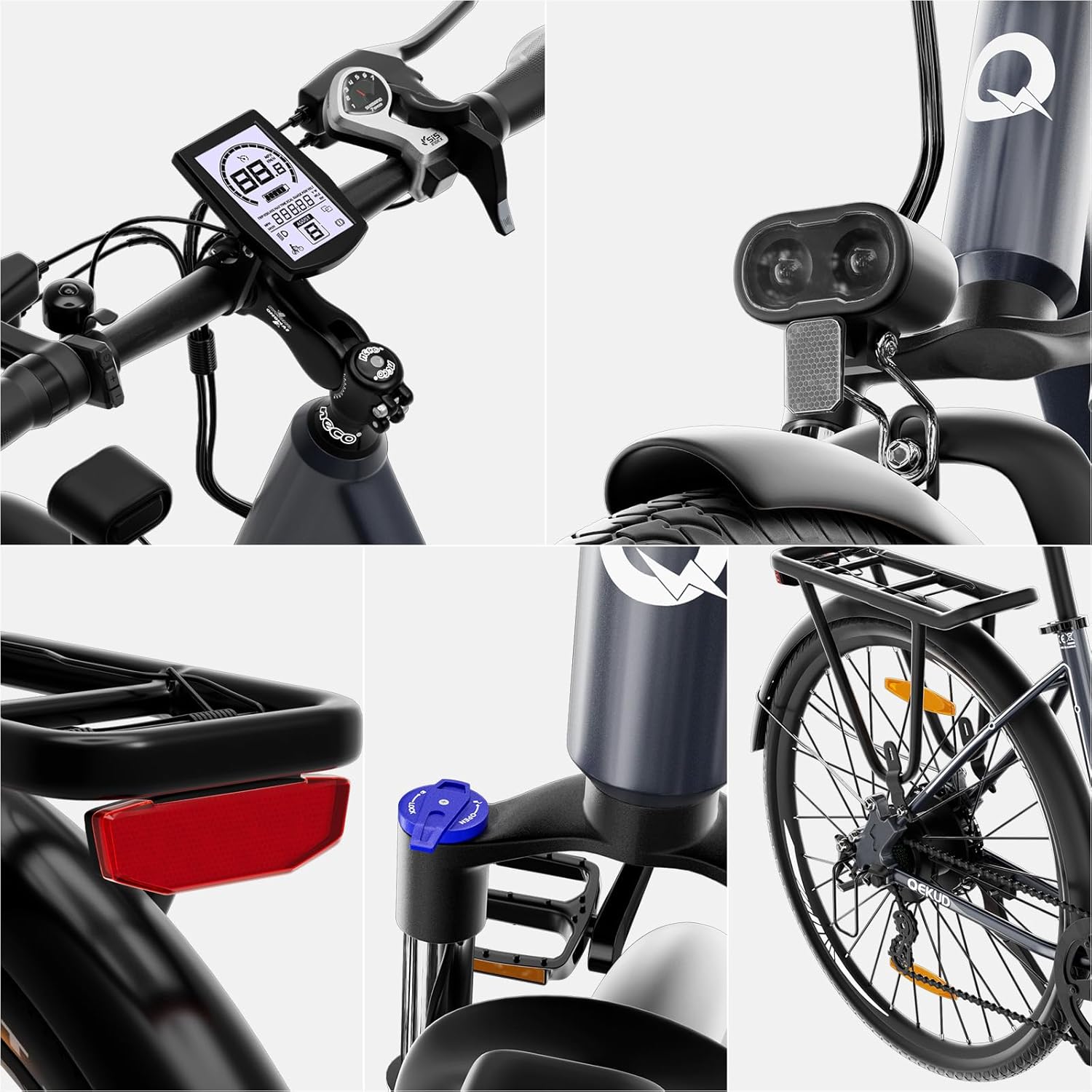 Electric Bicycle, E-Bike Trekking Bike E-City Bike, 36 V 12.5 Ah Li-Ion Battery Mountain Bike Commuter Bike, LCD Display, Range up to 100 Km, EU Compliant, with App – Bild 6