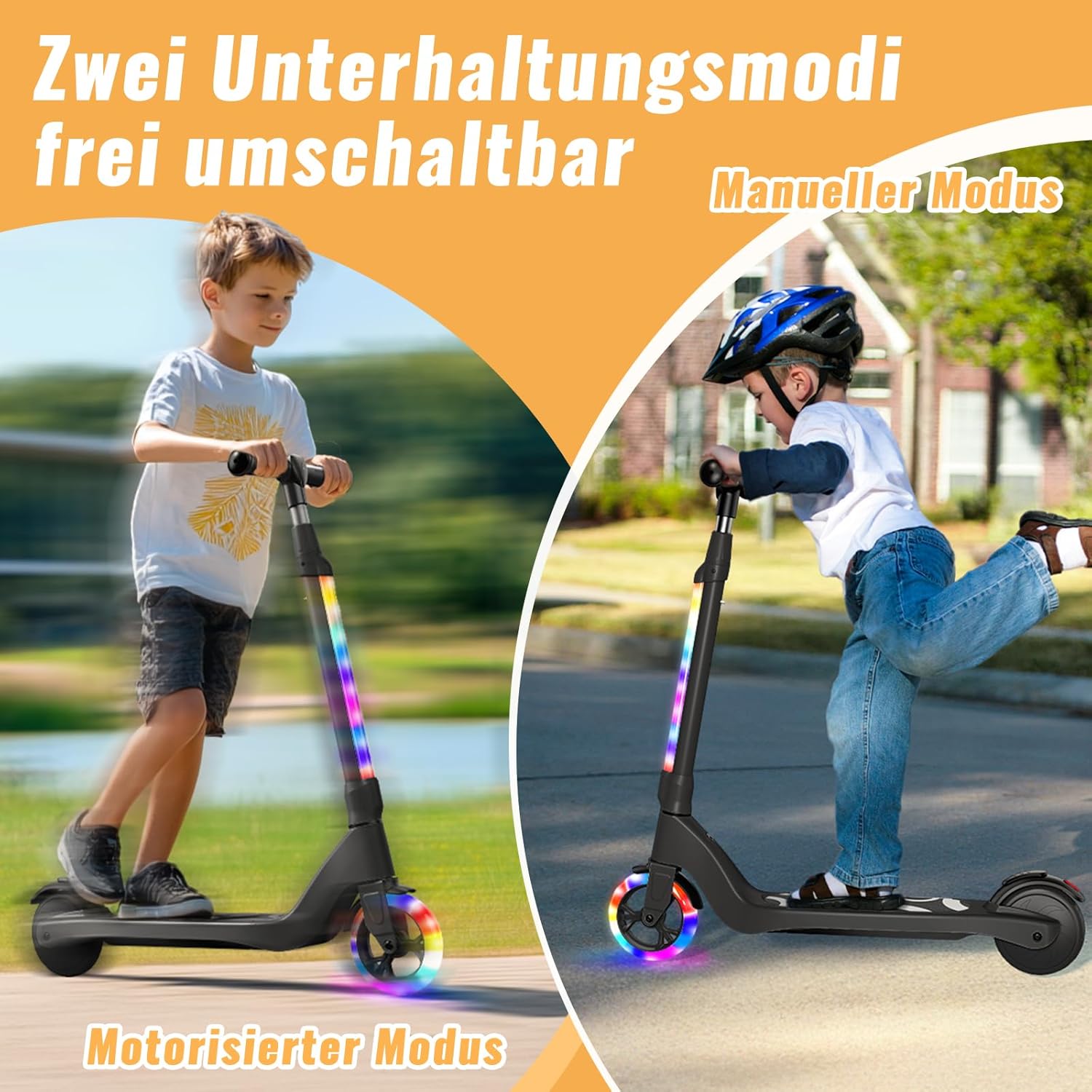 TST E Scooter Children for 6-10 Years, 5.3 Inch E Scooter Children with Flashing LED Lights & 3 Adjustable Heights, Children's Scooter 45 W Motor Max 10 km/h, Maximum Load 70 kg Children's E Scooter – Bild 5