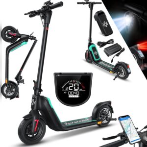 KESSER E-scooter with road legal 40 km range, foldable electric 36 V / 10 Ah battery, scooter, load up to 120 kg, 450 W motor, 10 inch tyres, LCD display and universal smartphone holder