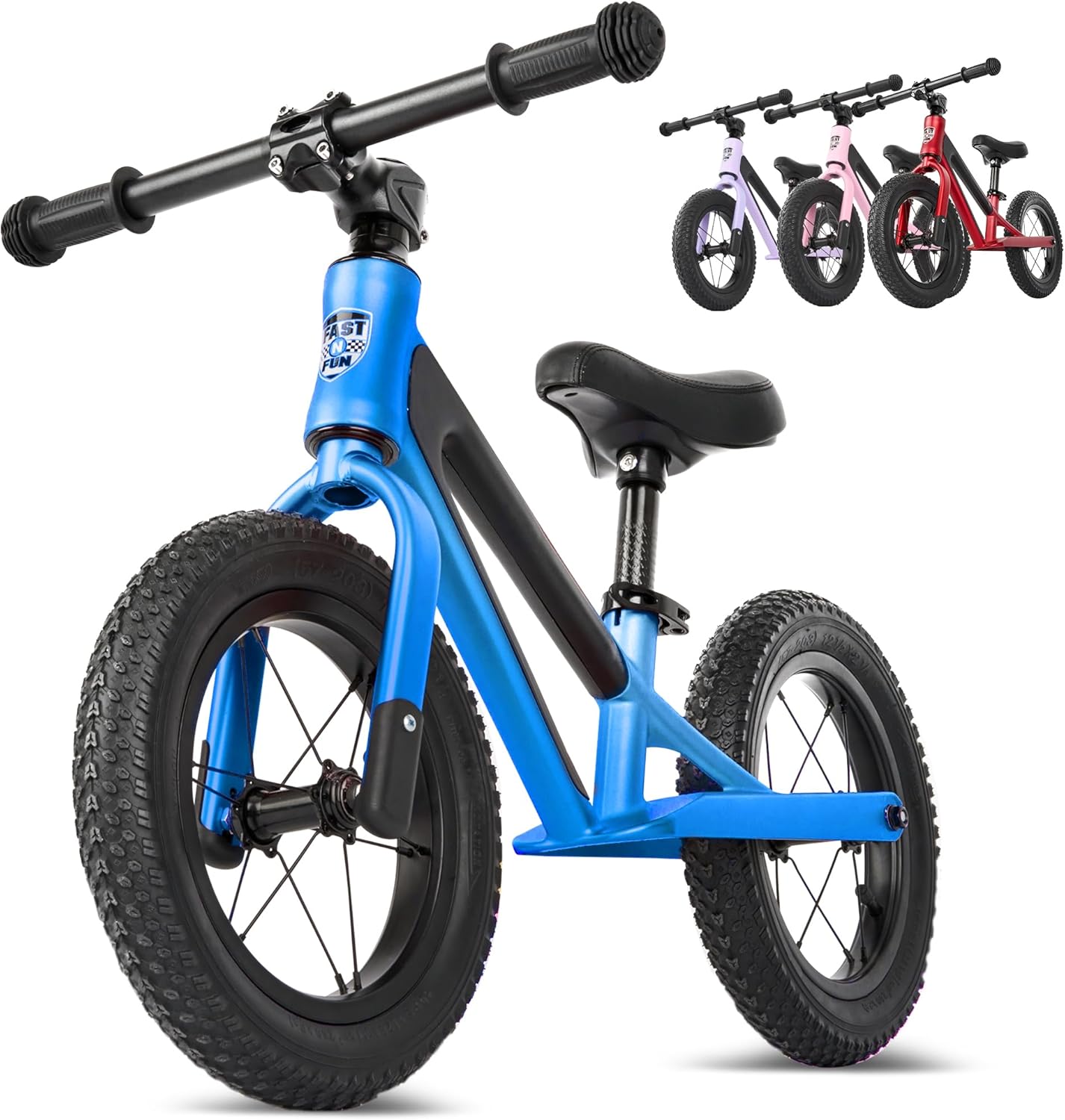 Balance Bike from 2 Years, Ultralight with Carry Handle, Magnesium Frame, 12 Inch Wheels, Footrest and Ergonomic Height-Adjustable Seat