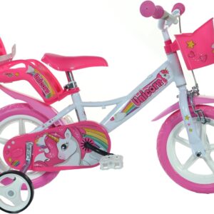 Dino Bikes 124RL-UN Unicorn Bike, White/Pink