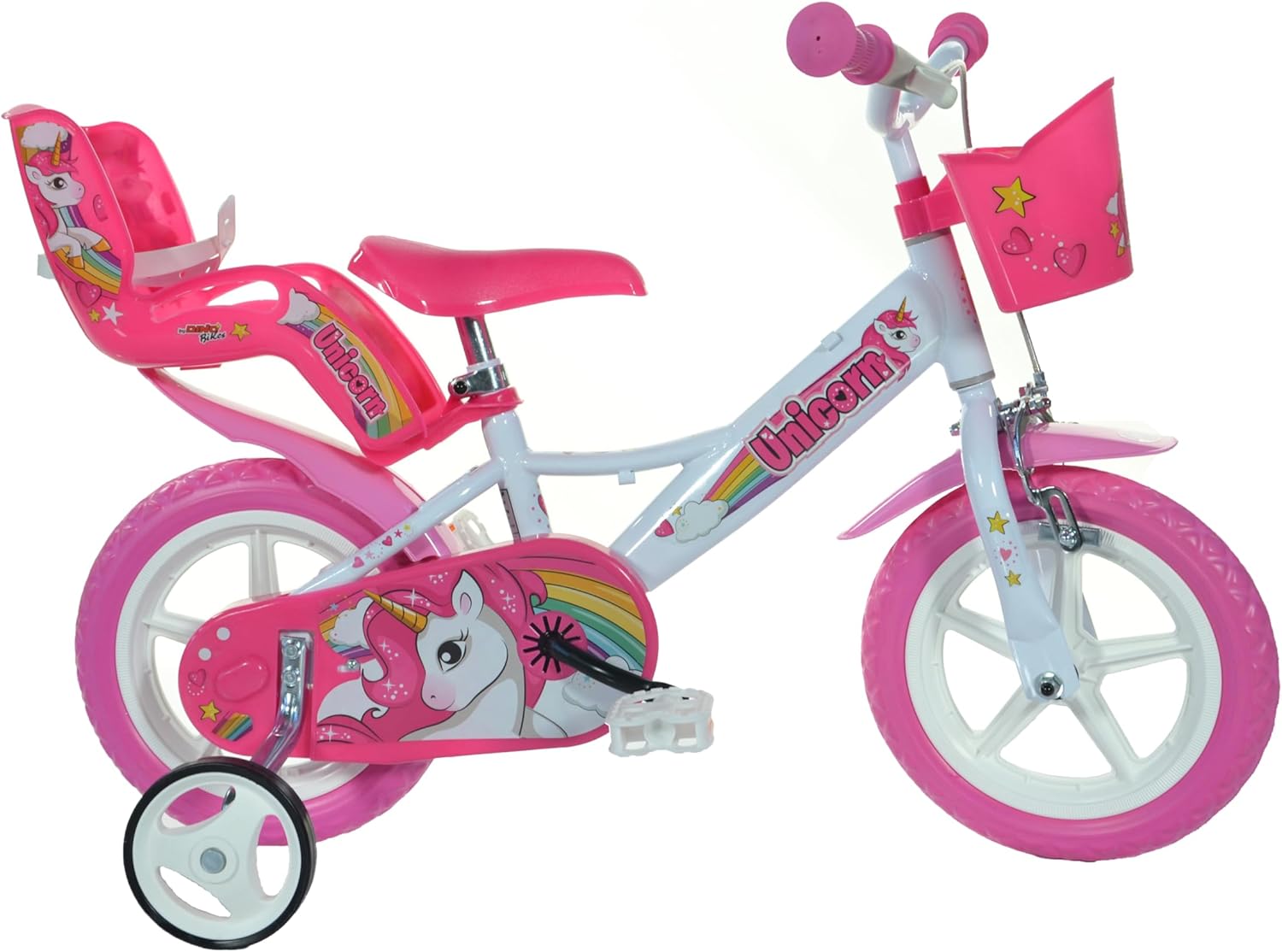 Dino Bikes 124RL-UN Unicorn Bike, White/Pink