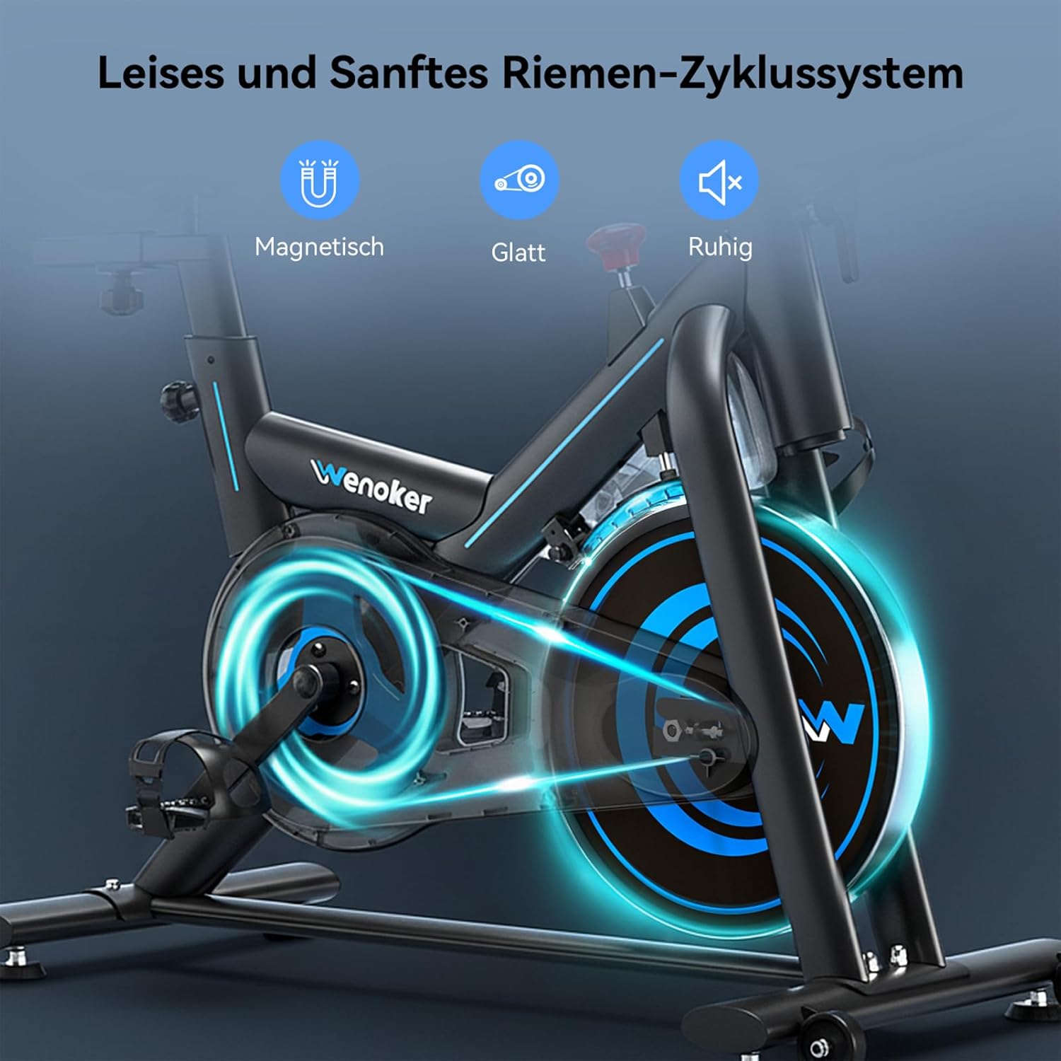 Heimtrainer Fahrrad mit App, Wenoker Leises Ergometer Magnetischer Widerstand Hometrainer Fahrrad, Spinning Bike Indoor Fitnessbikes für Kardio-Training zu Hause,Bis 160KG – Bild 2