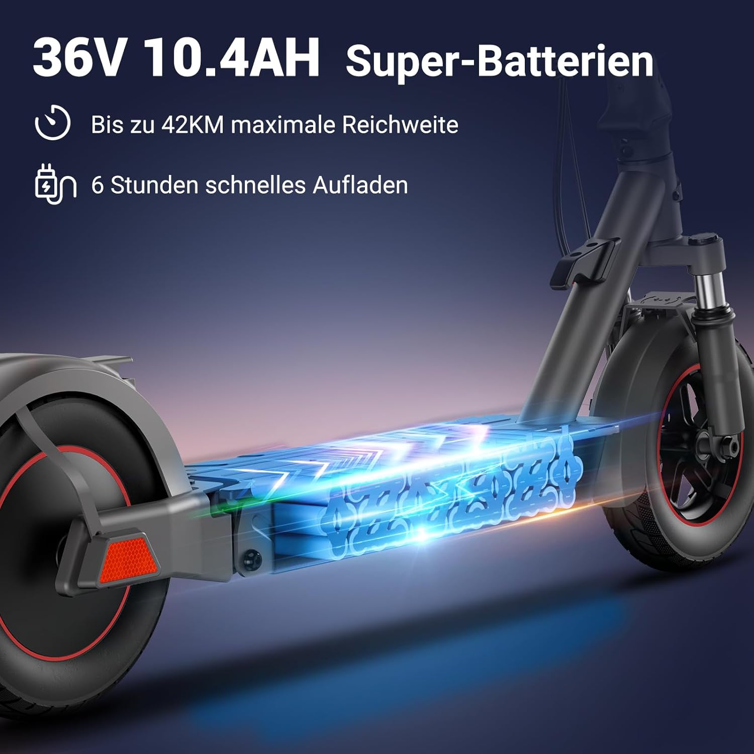 SISIGAD E Scooter 10 Inch Electric Scooter Adult with Double Suspension and App, Electric Scooter Adult 450 W Motor 36 V 10.4 Ah Battery 20 km/h Speed, E Scooter with Double Brake Shock Absorber – Bild 2