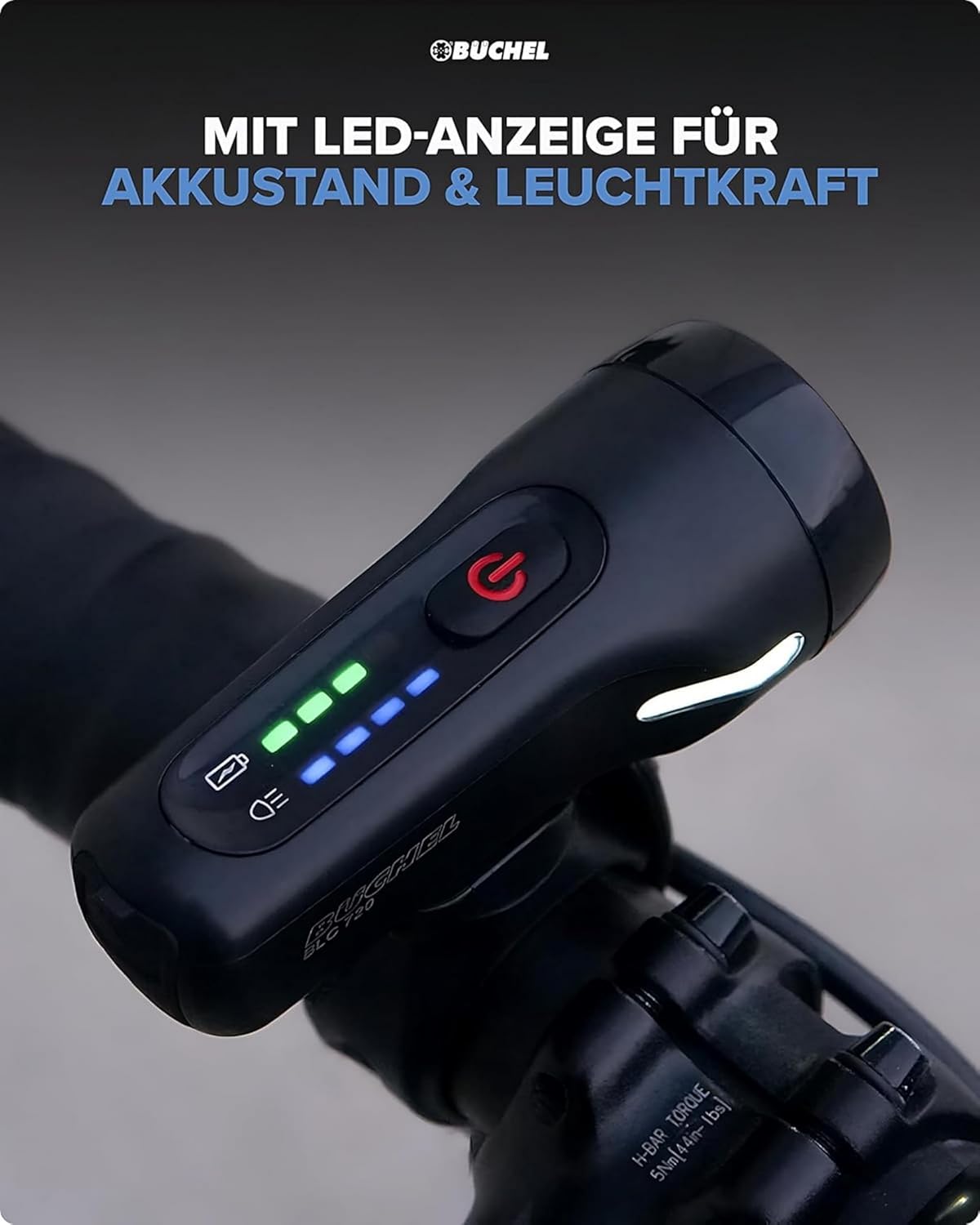 Büchel BLC 720 Fahrradlichter Set I 70/30/15 Lux I StVZO zugelassen mit bis zu 14h Akkulaufzeit I Aufladbares Fahrrad licht LED für vorne + hinten I Rücklicht Fahrrad, fahrradlicht vorne I Micro-USB – Bild 3