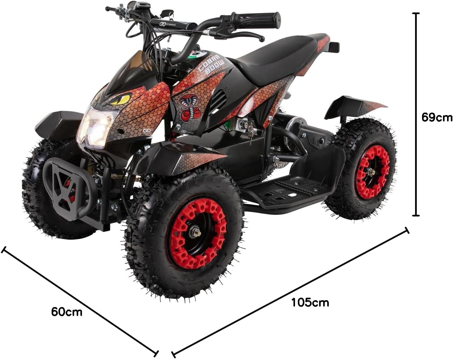 Actionbikes Motors Children's Quad Electric ATV Cobra, 7 Volt 100 Watt Motor up to 25 mph, Children's Quad, Pocket Quad, Safety Touch Foot Switch, Mini Quad for Children from 8 Years (Red/Black) – Bild 10