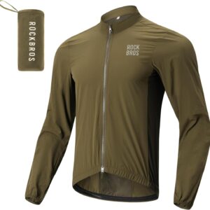 ROCKBROS Windbreaker Cycling Jacket Men’s Ultralight Breathable Cycling Jacket Compact Sports Jacket Black Windbreaker Road Bike Men