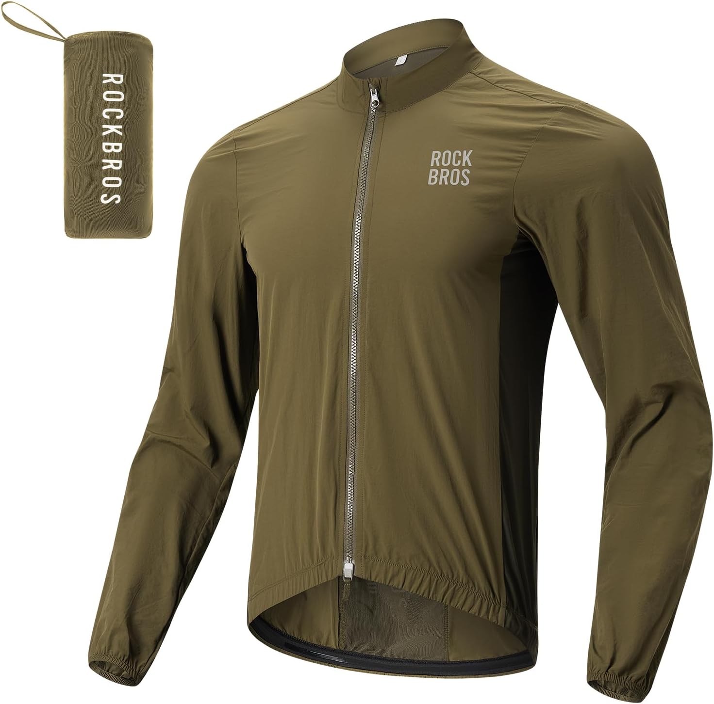ROCKBROS Windbreaker Cycling Jacket Men's Ultralight Breathable Cycling Jacket Compact Sports Jacket Black Windbreaker Road Bike Men