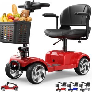 Seniorenmobil 4 Wheel Foldable Electric Scooter for Seniors and Adults 12Ah Battery Electric Rollator 20 km Range Electric Scooter with Seat and Basket Electric Scooter up to 150 kg for Travel