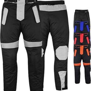 German Wear Men’s Motorcycle Trousers with 2CE Protectors – Windproof Biker Quad Textile Trousers