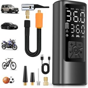 HOVVIDA Electric Air Pump, 10.3 Bar Bicycle Pump, Digital Battery Air Pump with Pressure Preset & Auto Shut-Off, Rechargeable Air Pump for E-bike, Car, Bike, Motorcycle, Balls