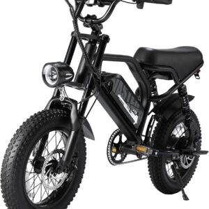 E Bike Electric Bicycle Ebike for Teenagers with 36 V 13 Ah Removable Battery, E-Bike 16 x 3.0 Inch Fat Tyres, Off-Road Mountain Bike, Electric Bicycle Men Women Electric Bicycle with LCD Display