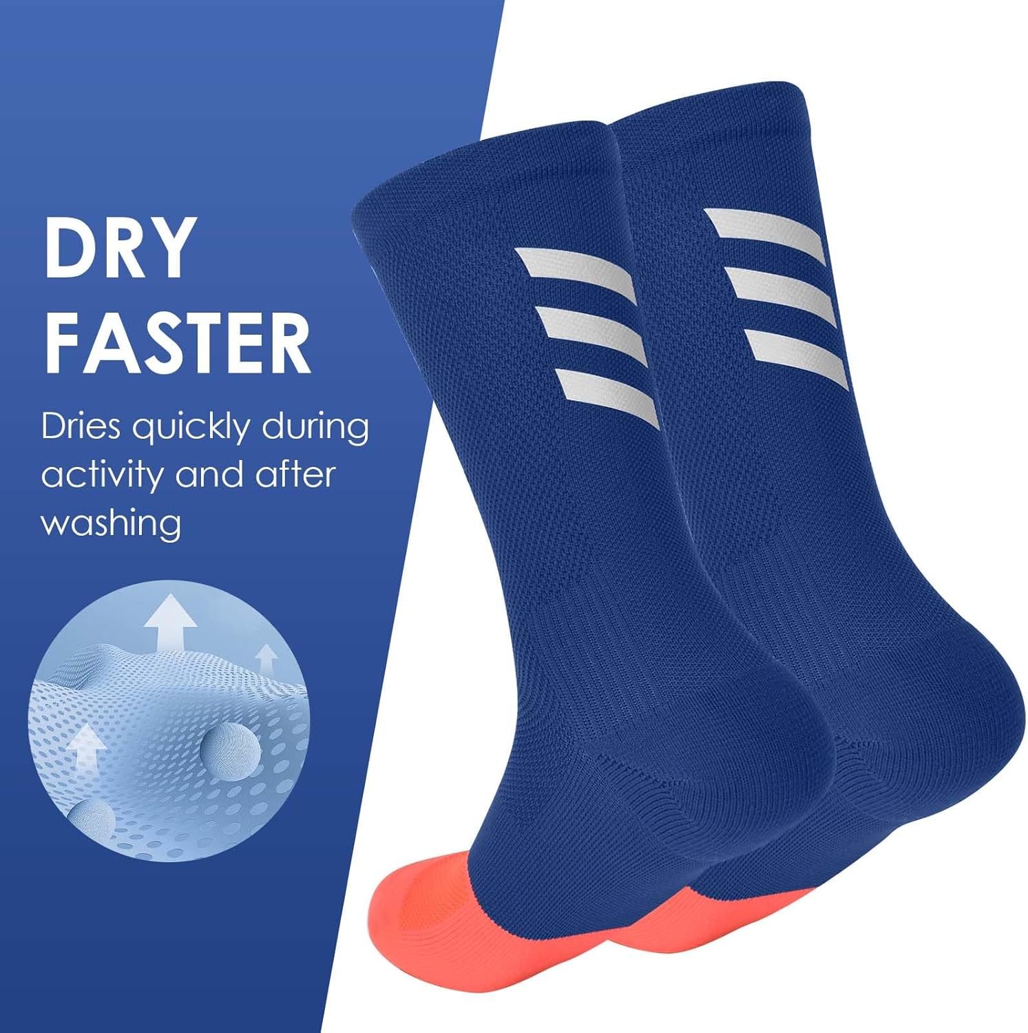 Cycling Socks for Men, Compression Running Socks, Road Bike Socks Men 40-44, Breathable, Crew Sports Socks with Padding, for Hiking, Basketball, Bicycle – Bild 3