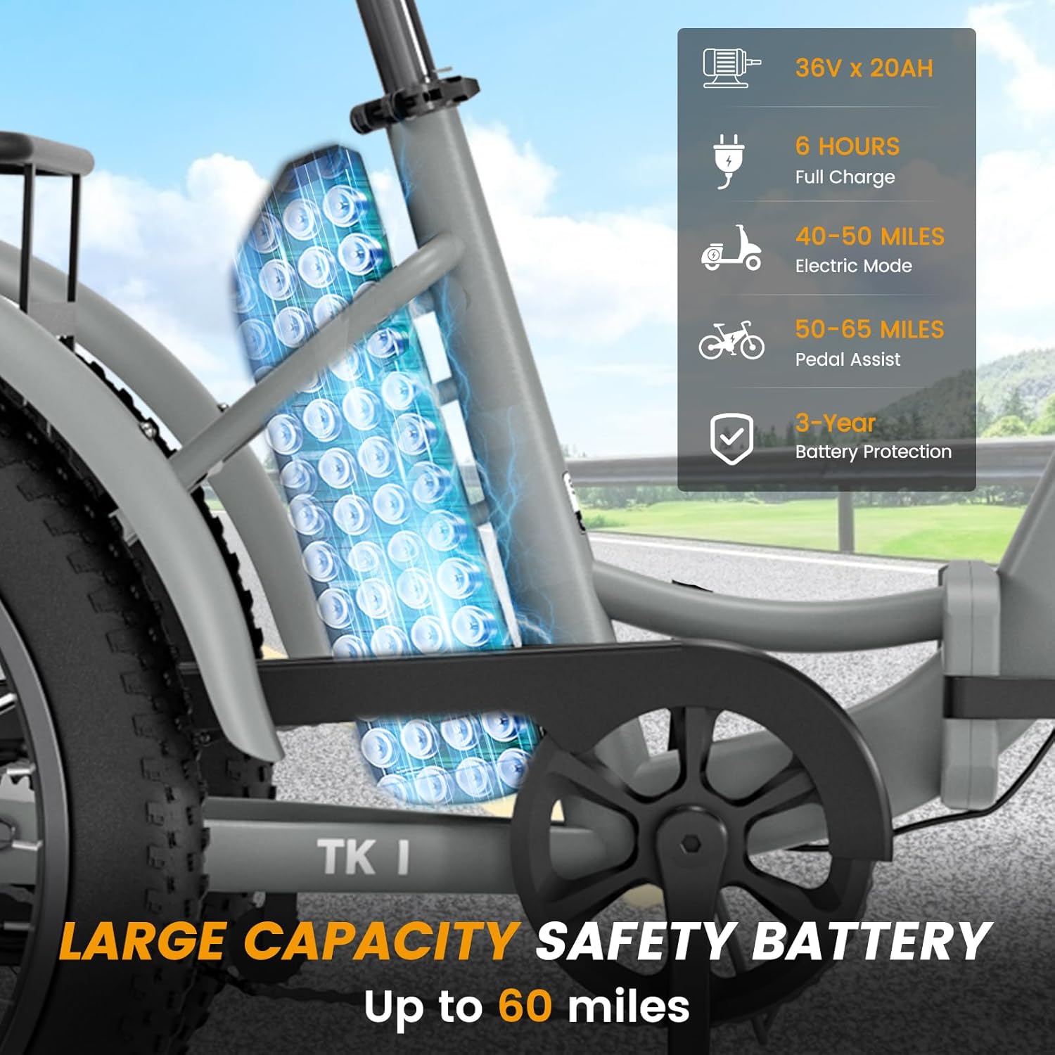 SUNYRISY E Bike Tricycle for Adults Folding Bike, 20 Inch Men Women with 36 V 20 Ah Battery Electric Tricycle Bicycle, 250 W Motor Electric Bicycle 45 NM Speed 25 km/h E-Bike with Large Basket – Bild 3