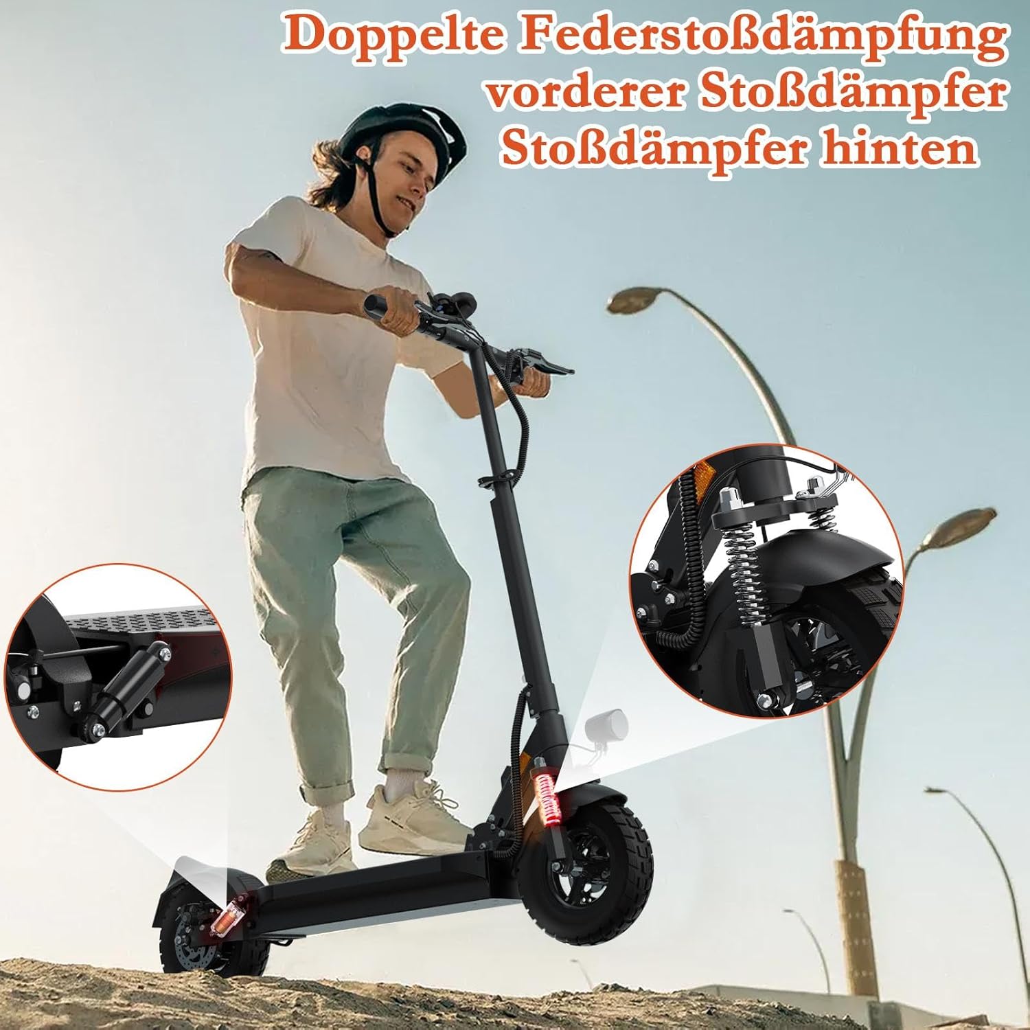 JOYOR Electric Scooter Y Series, Escooter 48 V 18/26 Ah Range 55-100 Km, Mechanical Brake System and Double Shock Absorption, Foldable E Scooter with 10 Inch Tyres – Bild 5