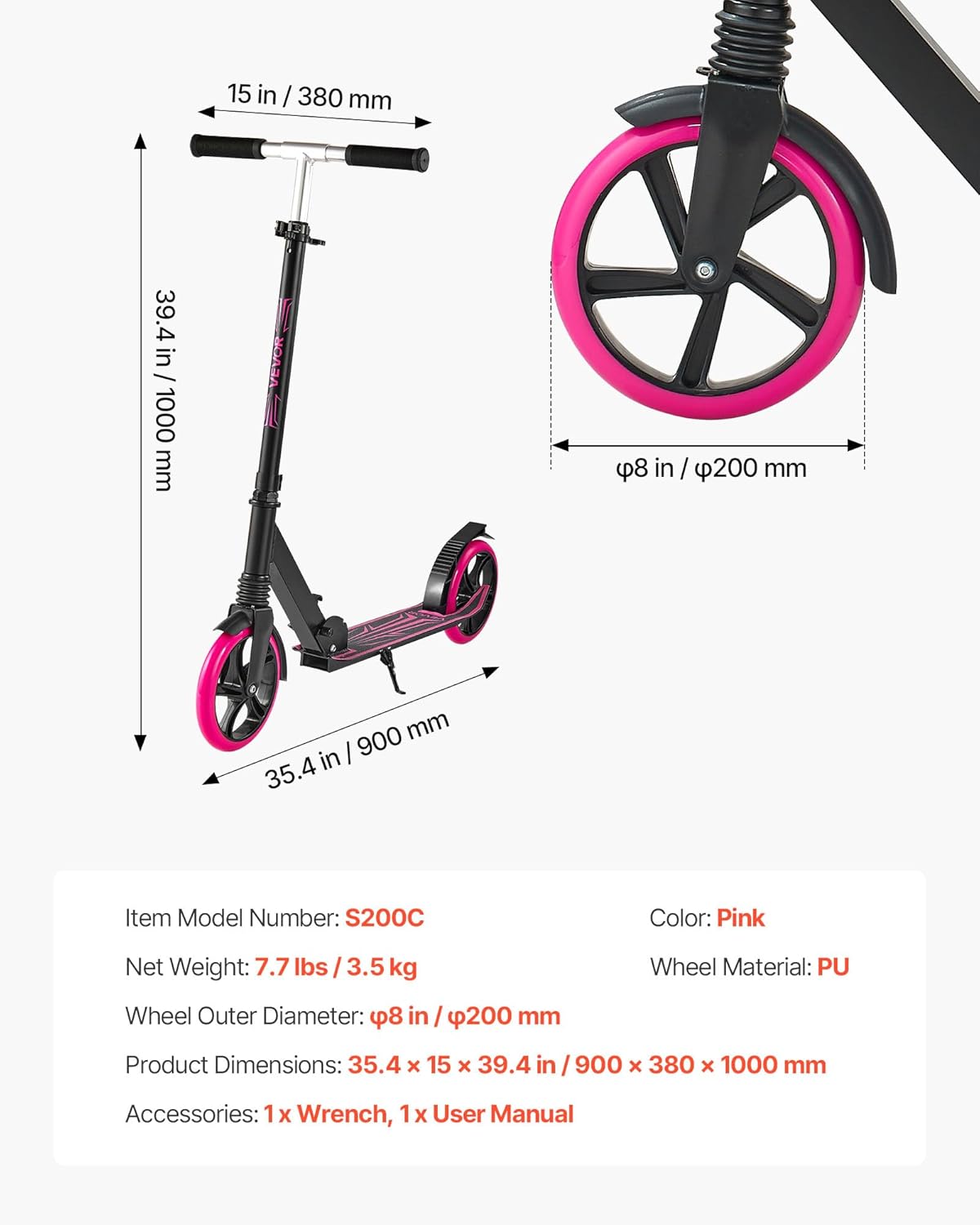 VEVOR Scooter (2 Räder) für Kinder ab 8 Jahren, Cityroller Kinderroller Straßenroller mit höhenverstellbarem Lenker & rutschfestem Deck & faltbarem Rahmen, Tretroller bis zu 100 kg, blau – Bild 7