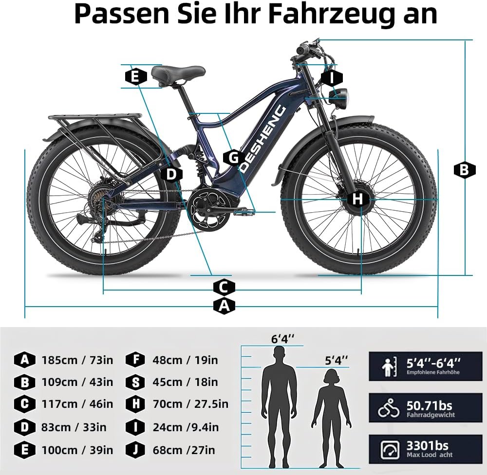 D26 Adult Dual Motor Electric Bicycle with Full Suspension, 26-Inch Fat Tyre Mountain Bike Battery, 48 V 25 AH, Hydraulic Brakes – Bild 8