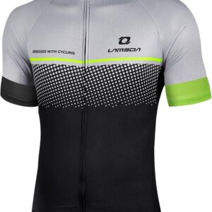 LAMEDA Short Sleeve Cycling Jersey Men’s Elastic Breathable T-Shirt Jersey Functional Shirt Quick Drying Fabric Cycling Jersey for Cycling Outdoor Sports