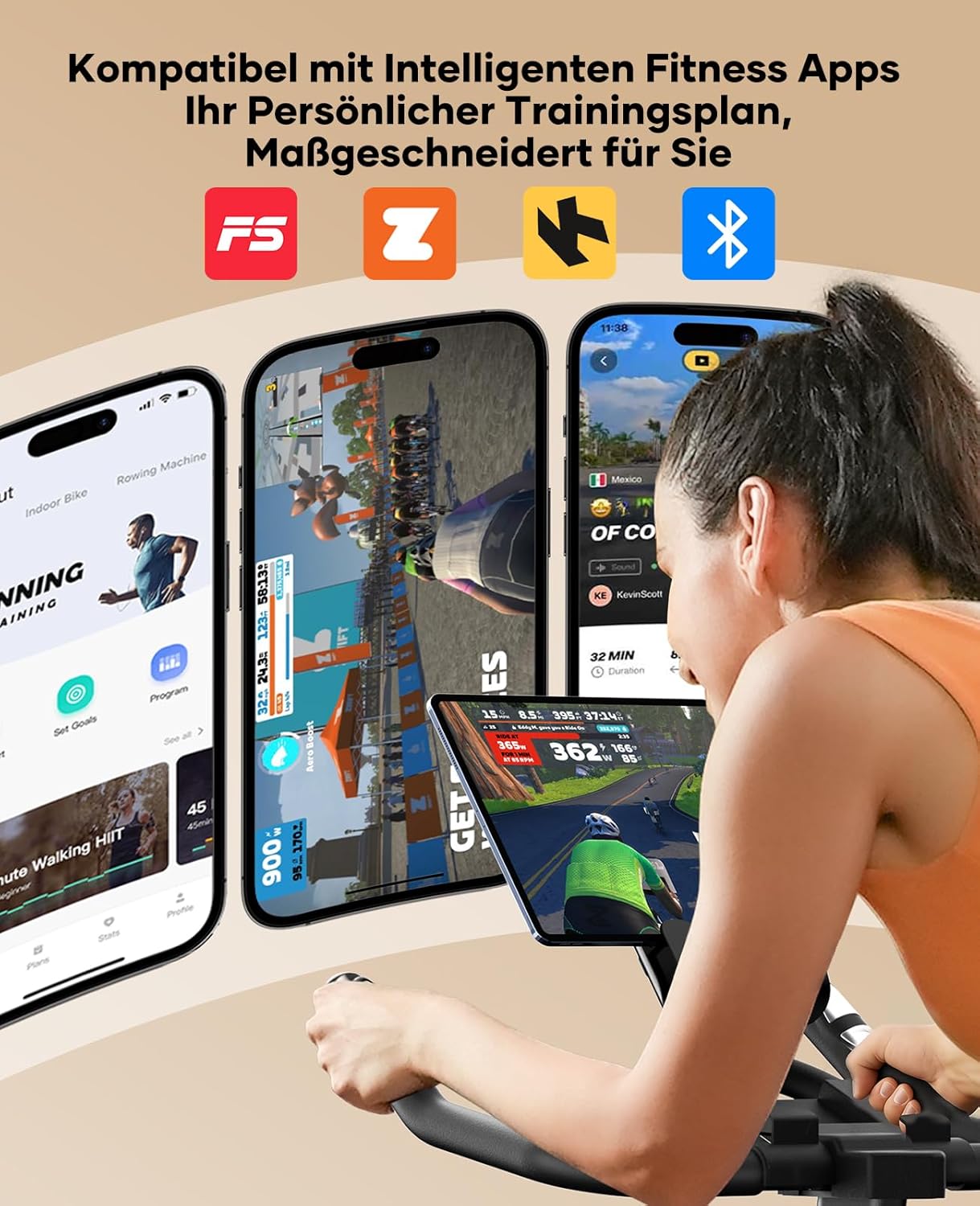 2026 Toputure Heimtrainer Fahrrad mit APP, 0-100% Magnetwiderstand Ergometer, 15KG Schwungrad, Bis 160KG, Hometrainer Indoor Bike mit LCD, Tablet-Halter, Getränkehalter, Ultraleise – Bild 2