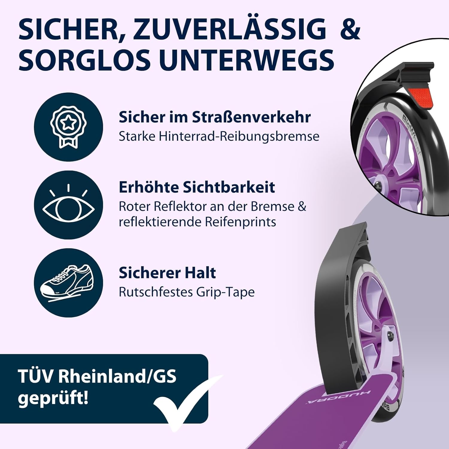 HUDORA BigWheel® 205 Advanced Scooter, Comfortable Aluminium Scooter for up to 100 kg, Height-Adjustable & Foldable Scooter, Kick Scooter for Children/Teenagers & Adults – Bild 5