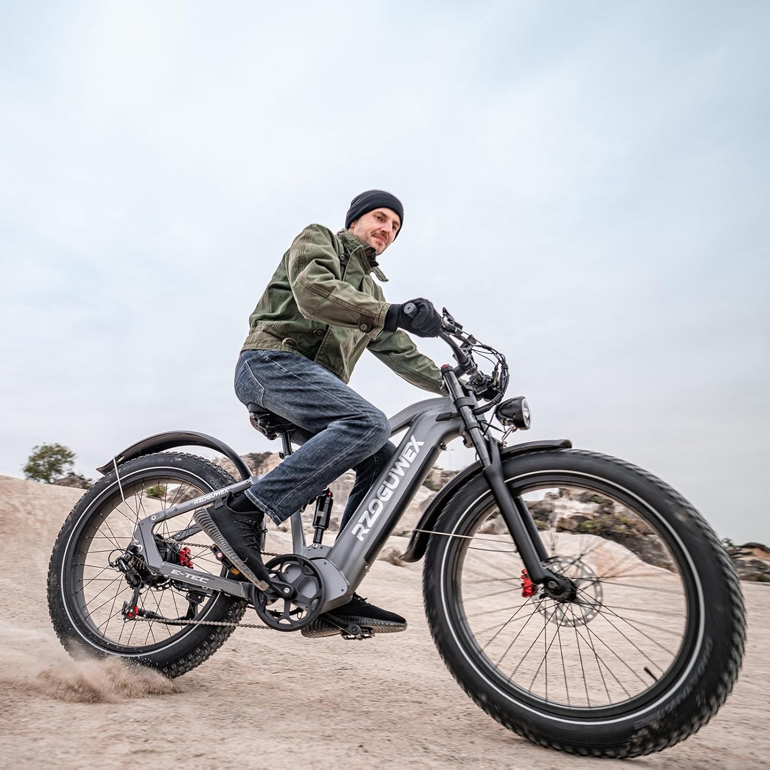 RZOGUWEX Electric Bicycle, 26 Inch Off-Road Ebike for Adults with Removable 48V 25Ah Lithium Ion Battery, 7 Speeds with Double Shock Absorbers and Double Hydraulic Disc Brake (Black) – Bild 9