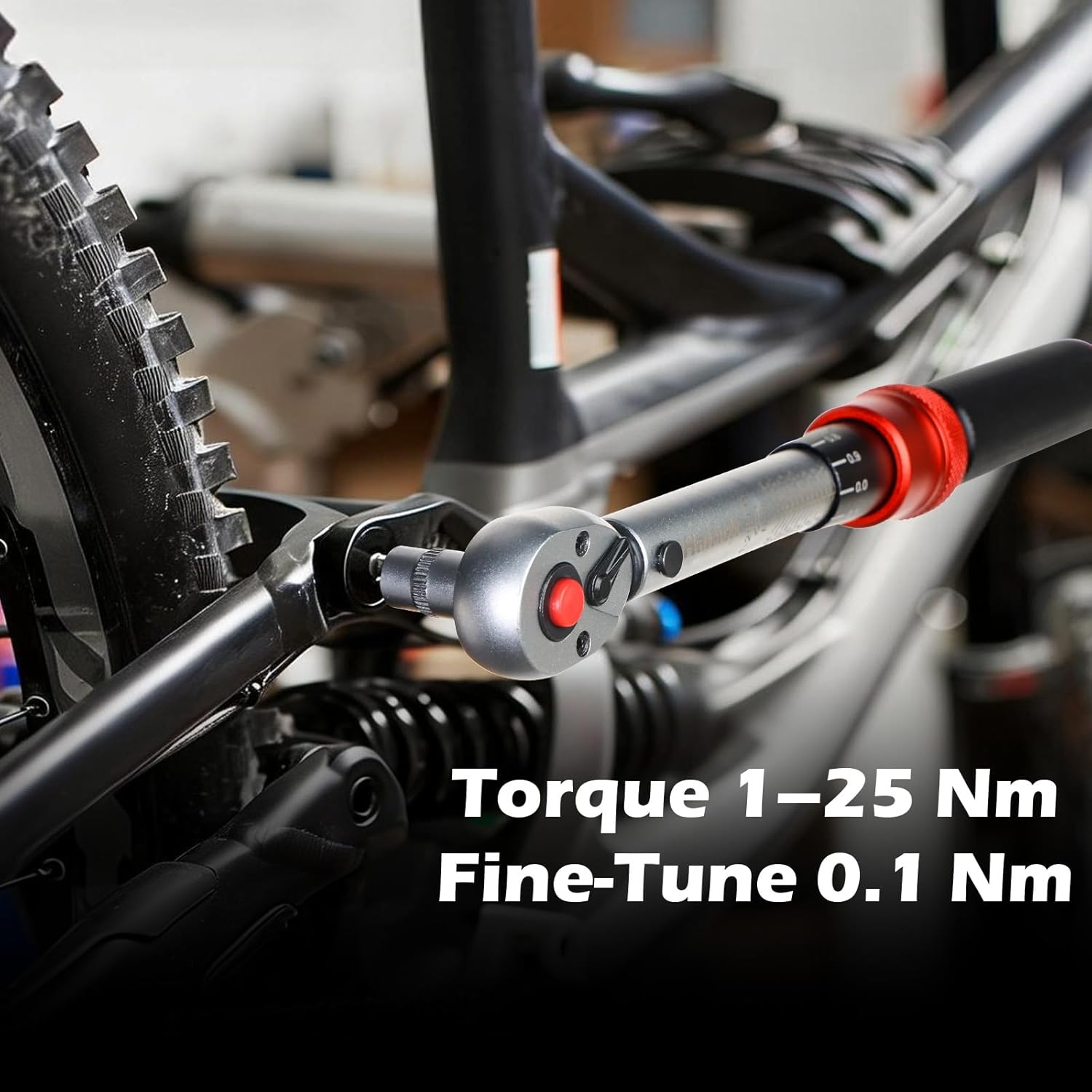 Hairich Torque Wrench Bicycle 1/4 Inch 1-25 Nm, ±3% Accuracy, 72-Tooth Ratchet, 33-Piece Torque Wrench Set with Extension, 1/4"-3/8" Adapter & Universal Joint, for Bicycle & Motorcycle – Bild 2