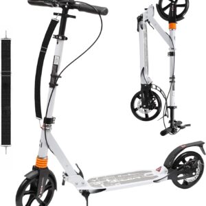 Habib Gruppe Cityroller Adults‘ Non-Electric Aluminium Folding Scooter, 200 mm Large Wheels, Scooter with Double Suspension, Height Adjustable Handbrake, 100 kg Load Capacity from 14 Years