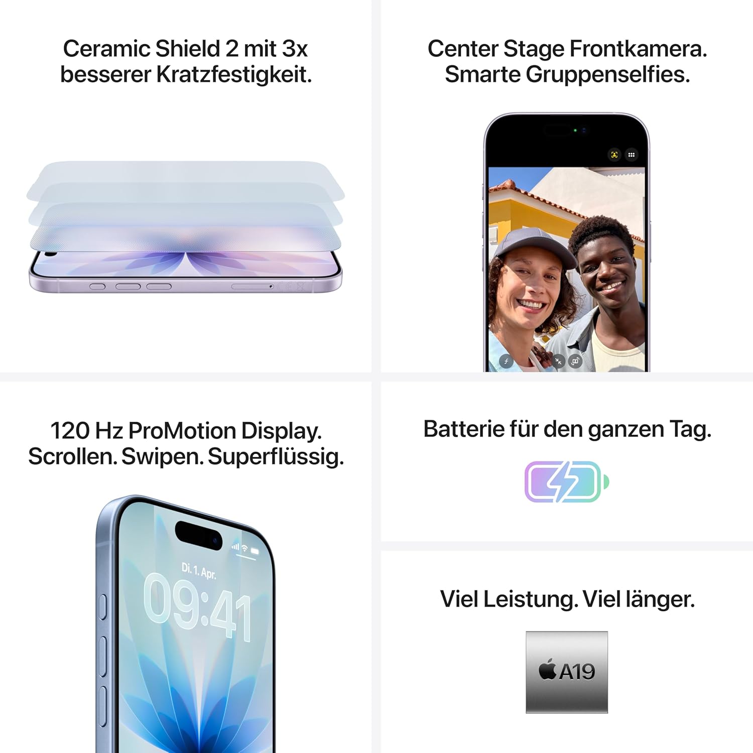 Apple iPhone 17 512 GB: 6.3 inch Display with ProMotion, A19 Chip, Centre Stage Front Camera for Smart Group Selfies, Improved Scratch Resistance, Battery for the All Day, Fog Blue – Bild 4