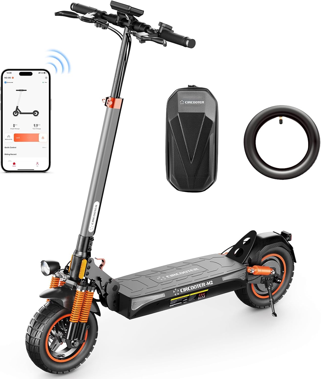 E Scooter with Road Legal and Indicator, 10 Inch Off-Road E Scooter 60-70 km Range, 4-Speed Speed Control, 48 V Foldable Electric Scooter for Adults, 150 kg Load Capacity - with Replacement Hose