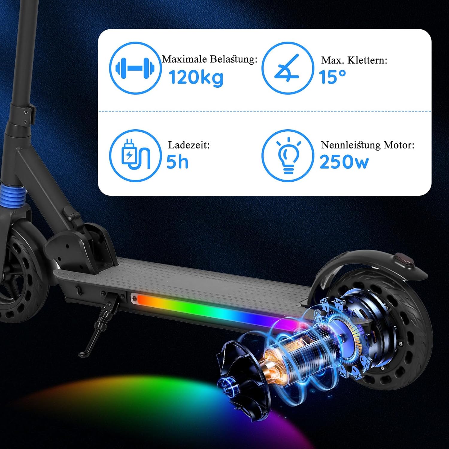 Electric Scooter Children, Foldable and Height-Adjustable Electric Scooter for Children 8-16 Years, LED Display, Max Range 20 km/h, Max 20 km/h, Electric Scooter Gift for Children and Teenagers, No ABE – Bild 3
