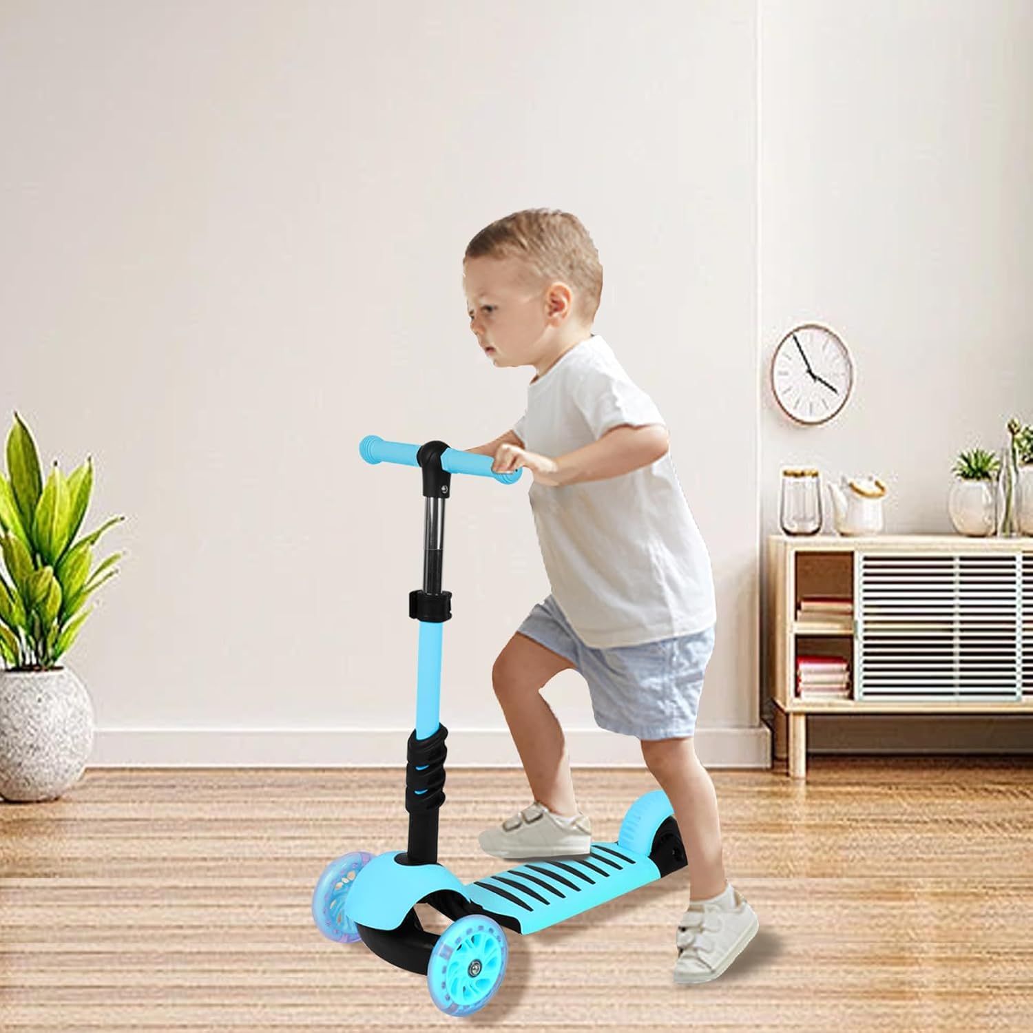 5 in 1 Scooter Scooter with Seat + Slider Flash Wheels PU Wheels Non-Slip LED Light Height Adjustable Ideal for Children 2-8 Years – Bild 5