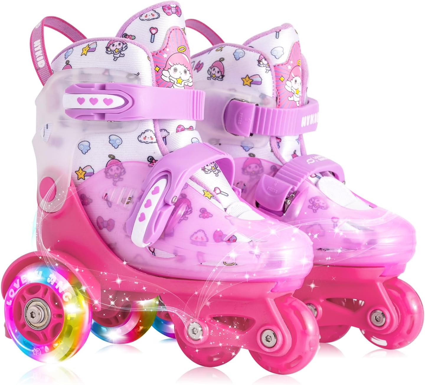 Children's Roller Skates, 4 Adjustable Sizes, Stable and Safe 3-Point Construction, Girls' Roller Skates for Beginners with Breathable Outer Material, Lightweight and Fun