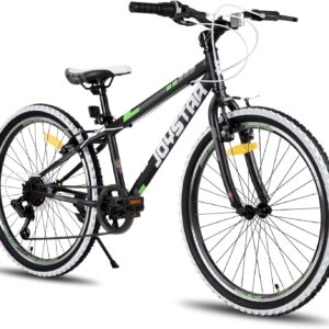 JOYSTAR Lubbock 20 24 Inch Children’s Bicycle for Boys & Girls Aged 7-12 Years Hardtail Mountain Bike for Children with 1-Speed/7-Speed Gears, White Wall Knobby Tyres, Children’s Bicycle