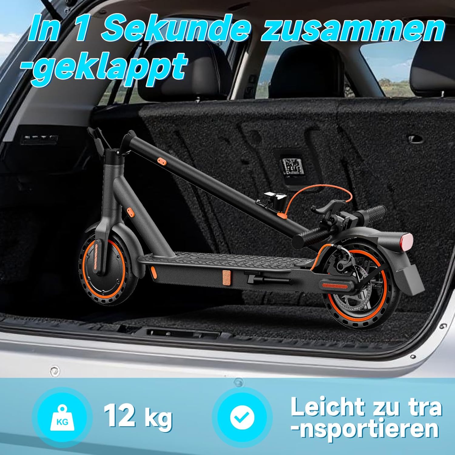 E Scooter mit Straßenzulassung, 350W Motor, 20 km/h Höchstgeschwindigkeit, 35 km Reichweite, Faltbarer E-Roller für Erwachsene – Bild 9
