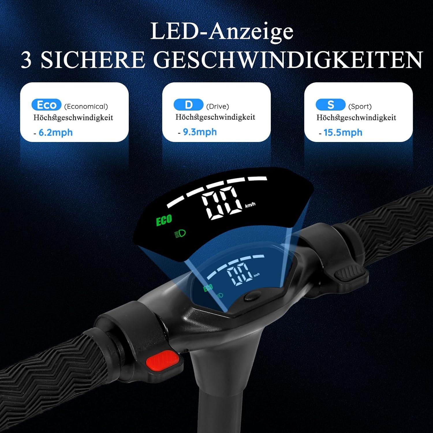 Electric Scooter Children, Foldable and Height-Adjustable Electric Scooter for Children 8-16 Years, LED Display, Max Range 20 km/h, Max 20 km/h, Electric Scooter Gift for Children and Teenagers, No ABE – Bild 2