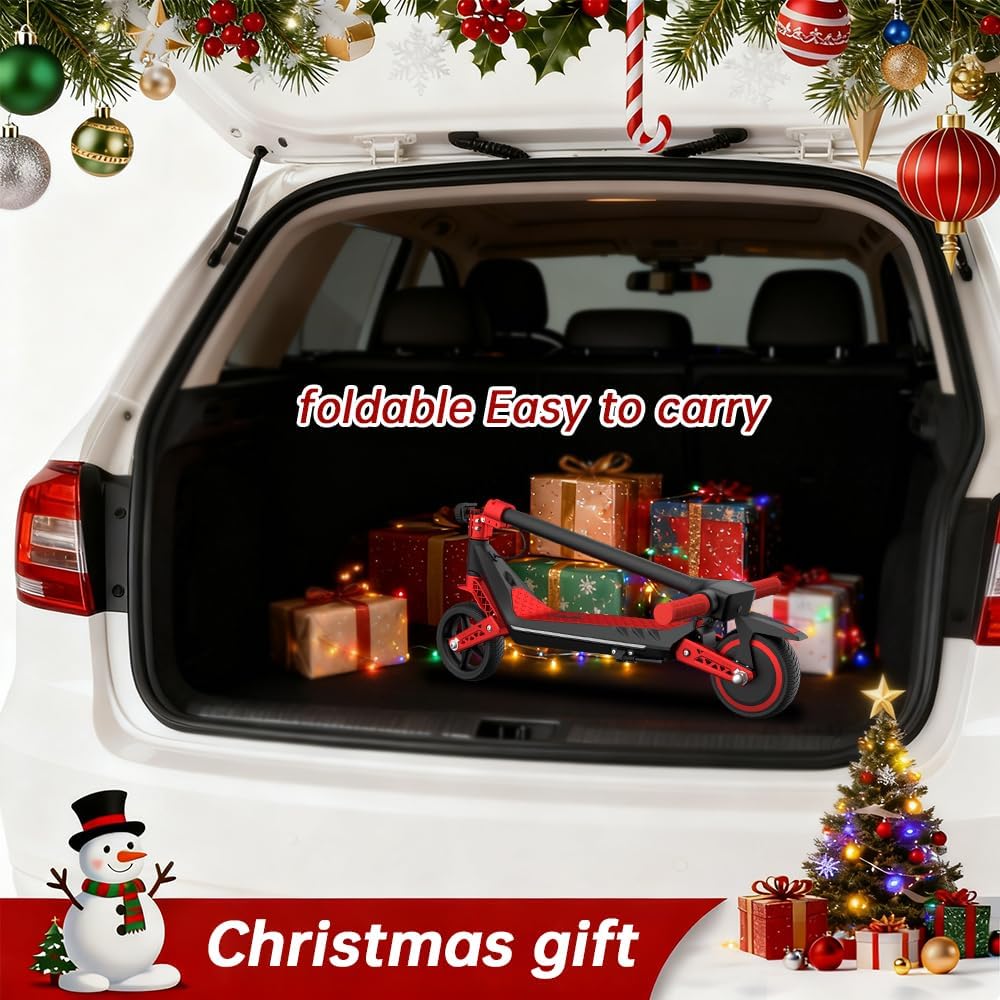 U8 Children's E-Scooter in 16 km/h, 12 km Range, 3 Speed Levels Zero Start, Electronic Brake, Double Suspension, 6.5 Inch Tyres, Foldable & LED Lighting, for Children from 6 Years, Four Colours – Bild 7
