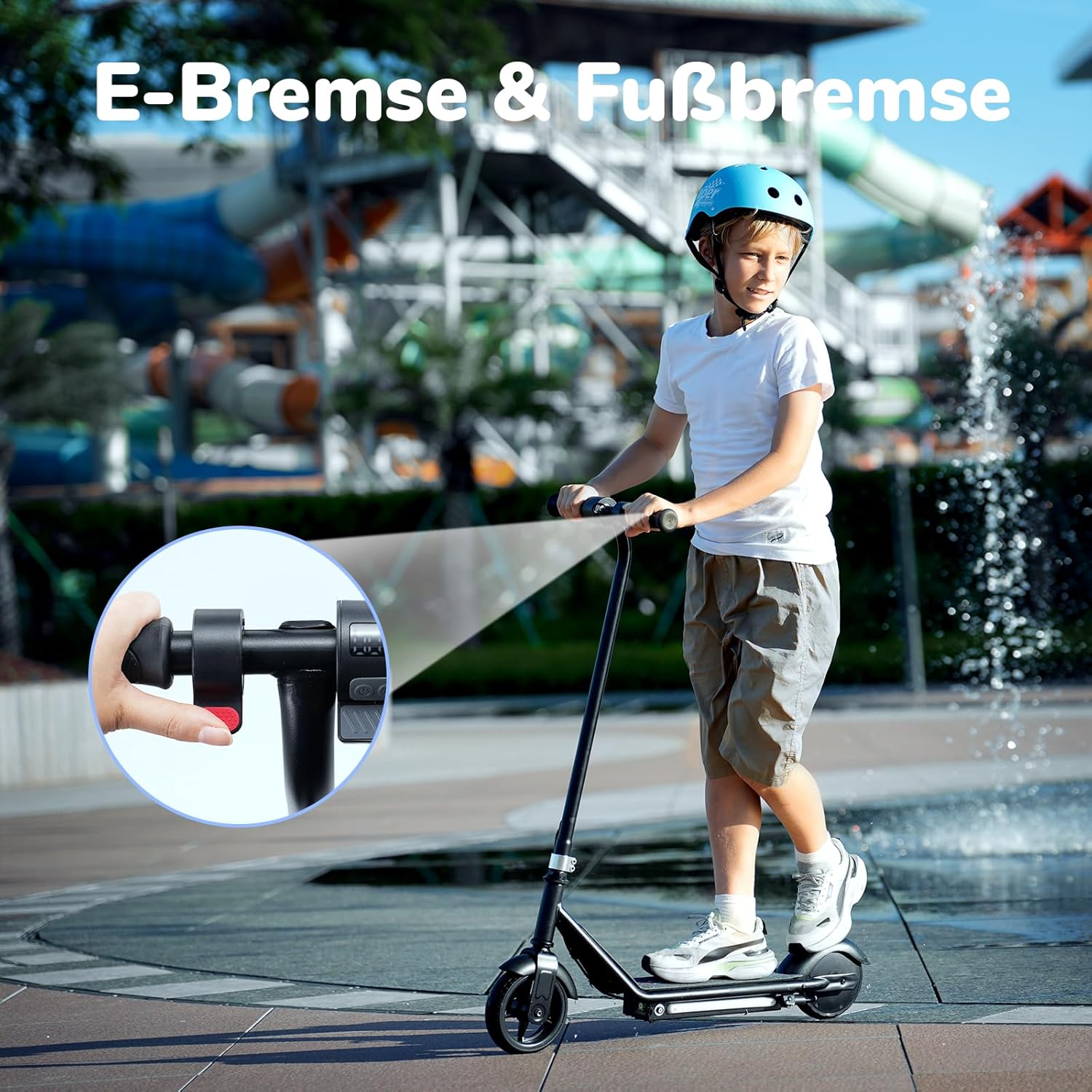 iScooter E Scooter for Children from 6-12/8-14 Years, 2/3 Modes (5-19 km/h), 6.5 Inch Music Foldable Electric Scooter & 3 Adjustable Heights, 5.5 Inch Children's Electric Scooter with 7-Coloured – Bild 6