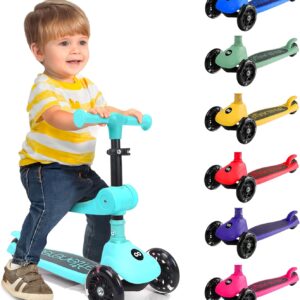 SereneLife Kinderroller ab 3 Jahre – LED Tretroller faltbar höhenverstellbar, leicht und stabil, für Jungen und Mädchen, Indoor und Outdoor, bis 50 kg