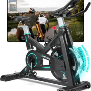 Wenoker Exercise Bike, Magnetic Resistance Stationary Bicycle for Home, Indoor Bike with Whisper Quiet, Heavy Flywheel and Improved LCD Monitor