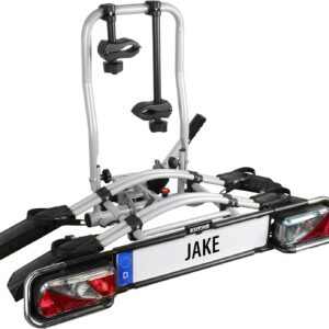 EUFAB Jake 11510 Bicycle Carrier, Suitable for E-Bike, Partially Pre-Assembled, Expandable, Anti-Theft Protection, for 2 Bikes, for Trailer Coupling